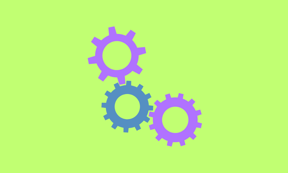 3 cogs on a green background